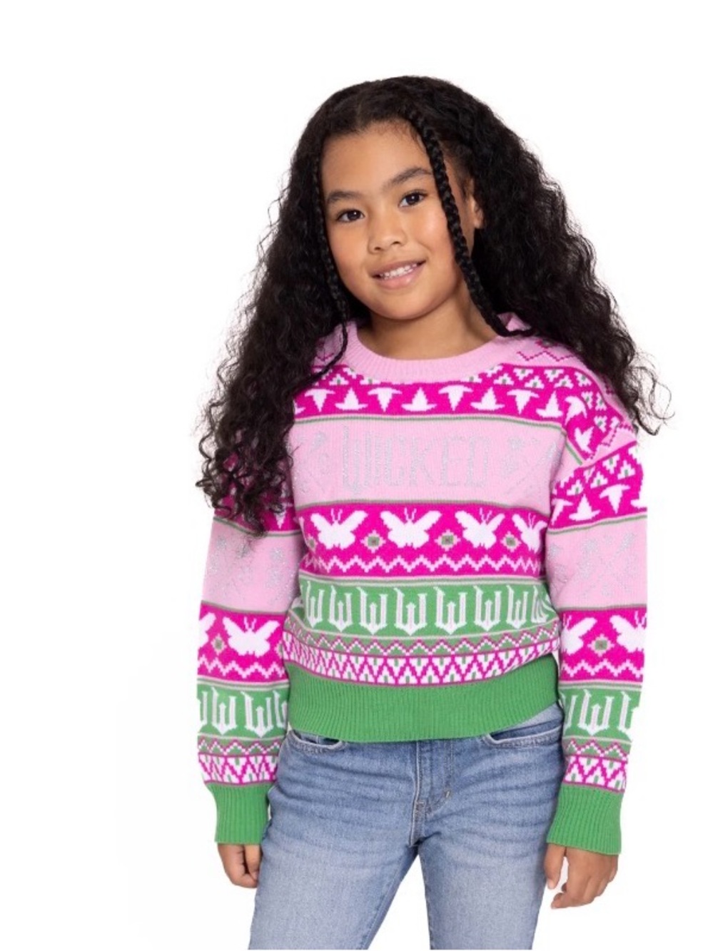 Pink & Green 'WICKED' Graphic Knit Sweater for Kids XL (14-16)